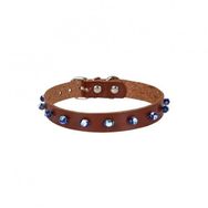 Cattie XL 1.5x28-32 cm Kahverengi Boncuklu Deri Kedi Boyun Tasması