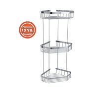 Çelik Banyo P10-027 Paslanmaz Çelik 19X19 cm Selen 3’lü Şampuanlık Köşe Süngerlik