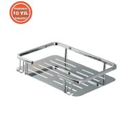 Çelik Banyo Paslanmaz Pirinç Lidya Tekli Şampuanlık Süngerlik 15x22 cm Köşelik