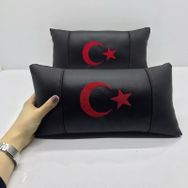 CemOto Türk Bayrağı Deri 2 Adet Ortopedik Araç Boyun Yastığı
