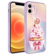Ceponya Apple iPhone 12 Kamera Korumalı Desenli Sert Silikon Epoksi Kapak Kılıf