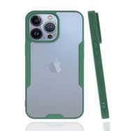Ceponya Apple İphone 14 Pro Kamera Korumalı Arkası Şeffaf Silikon Yeşil Kılıf