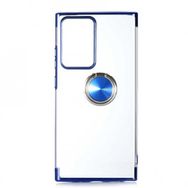 Ceponya Galaxy Note 20 Ultra Yüzüklü Standlı Köşeleri Renkli Şeffaf Kılıf