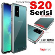 Ceponya Galaxy S20 Plus Kenarları Esnek Yüzeyi Sert Şeffaf Gard Kılıf