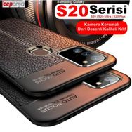 Ceponya Galaxy S20 Ultra Deri Desenli Kamera Korumalı Silikon Kılıf