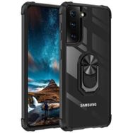 Ceponya Galaxy S21 Plus Kenarları Renkli Antişok Şeffaf Yüzüklü Kılıf