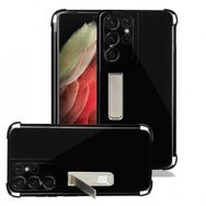 Ceponya Galaxy S21 Ultra Standlı Süper Silikon Kapak Kılıf
