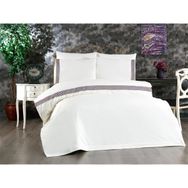 Çeyiz Diyarı Tomira Dantelli 6 Parça Çift Kişilik Krem Mürdüm 200x220 cm Nevresim Takımı
