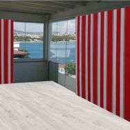 Ceylan Home Kırmızı Beyaz Çizgili Balkon Perde 150x250 cm Güneşlik