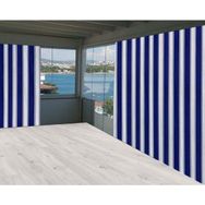 Ceylan Home Mavi Beyaz Balkon Perde 150x250 cm Güneşlik