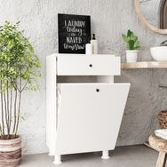Chancolye Beyaz Çamaşır Sepeti Çekmeceli Banyo Dolabı