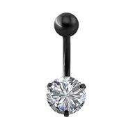 Chavin DP46 Beyaz Taşlı Siyah Çelik Göbek Piercing