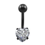 Chavin DP47 Beyaz Kalp Taşlı Siyah Çelik Göbek Piercing