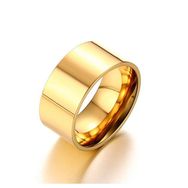 Chavin DT02 10 mm Geniş Gold Sarı Çelik Alyans Yüzük