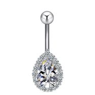 Chavin DT59BY Beyaz Damla Taşlı Çelik Göbek Piercing