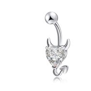 Chavin DT70BY Beyaz Kalp Taşlı Şeytan Çelik Göbek Piercing