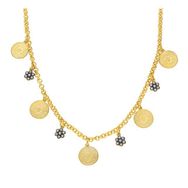 Chavin DU01 EHY-DU01 Tuğralı Mini Paralar Charm Çiçekli Gümüş Kolye