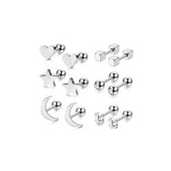 Chavin EB64BY Gri Çelik 6 Takım Bayan Küpe Piercing