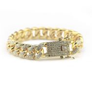 Chavin ED93SR 12 mm Kalın Gold Aloy Taşlı Erkek Bileklik