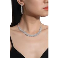 Chavin ES09 Düğün Nişan Kına Zirkon Taşlı Kadın Kolye Küpe Set