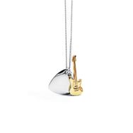 Chavin Pena Gitar Gri Gold Çelik Erkek Bayan Kolye
