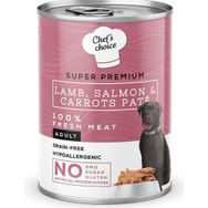 Chef's Choice Kuzu Somon Havuçlu Tahılsız 400 gr Köpek Yaş Maması