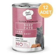Chef's Choice Sığır Etli Tahılsız Ezme 12x400 gr Yetişkin Kedi Konservesi