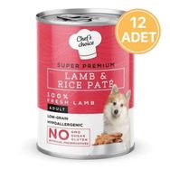 Chef's Choice Tahılsız Kuzulu Pirinçli Ezme 12x400 gr Konserve Köpek Maması