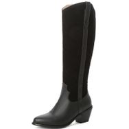 Chıcmark Chunky Western Slip-On Topuklu Sivri Burunlu Siyah 01 Kadın Çizme