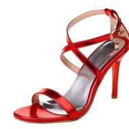 Chıcmark Cross Strap Açık Burun Yüksek Topuk Kırmızı Kadın Sandalet