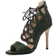 Chıcmark Stiletto Kayışlı Fermuarlı Parti Yeşil Kadın Sandalet