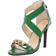 Chıcmark Stiletto Moda Çapraz Fermuarlı Yeşil Kadın Sandalet