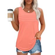 Chicrise Tank Top Açık Kırmızı Yuvarlak Yaka Kolsuz Kadın Tunik
