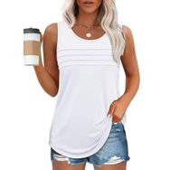 Chicrise Tank Top Beyaz Yuvarlak Yaka Kolsuz Kadın Tunik