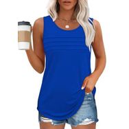 Chicrise Tank Top Mavi Yuvarlak Yaka Kolsuz Kadın Tunik