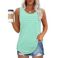 Chicrise Tank Top Nane Yeşili Yuvarlak Yaka Kolsuz Kadın Tunik