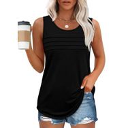 Chicrise Tank Top Siyah Yuvarlak Yaka Kolsuz Kadın Tunik