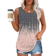 Chicrise Tank Top Turuncu Gri Grafiti Yuvarlak Yaka Kolsuz Kadın Tunik