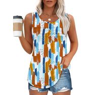 Chicrise Tank Top Yağlı Boya Tablo Yuvarlak Yaka Kolsuz Kadın Tunik