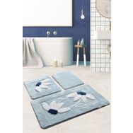 Chilai Home Daisy Mavi 3'lü Set Banyo Halısı Klozet Takımı