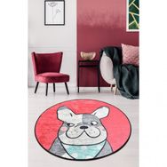 Chilai Home Happy Dogs Pink Djt 100x100 cm Dekoratif Salon Halısı