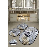 Chilai Home Herbal 3'lü Set Paspas Yıkanabilir Kaymaz Taban Banyo Halısı Klozet Takımı