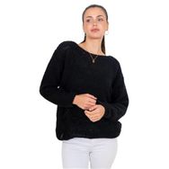 Chuba 24W143 Siyah Kayık Yaka Triko Kadın Kazak