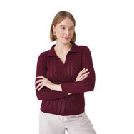 Chuba 25W3004 Bordo Polo Yaka Regular Fit Triko Kadın Kazak