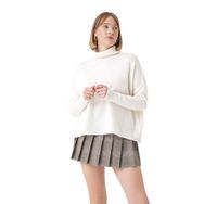 Chuba 25W3014 Beyaz Oversize Balıkçı Yaka Triko Kadın Kazak