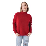 Chuba 25W3014 Kırmızı Oversize Balıkçı Yaka Triko Kadın Kazak