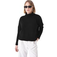 Chuba 25W3014 Siyah Oversize Balıkçı Yaka Triko Kadın Kazak