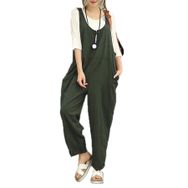 Cicilin Dungarees Yeşil Bol Kolsuz Kadın Günlük Tulum