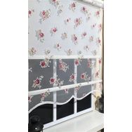 Çift Mekanizmalı St 045 Ekru 120 X 200 Çiçekli Tül Stor ve Ekru Stor Perde