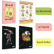 Çınar A4 100 Yaprak Karton Kapak Kareli 2 Adet Dikişli Defter